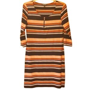 Allison Brittney Womans Striped Dress in Browns Size‎ Large